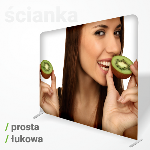 Ścianki reklamowe tekstylne proste, łukowe, trybunki